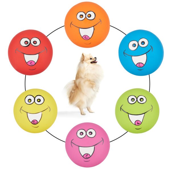 6PCS Smile Face Squeaky Balls – Latex Chew Toys for Puppie