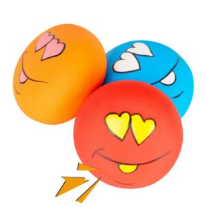 3PCS Smile Face Squeaky Balls – Latex Toys for Small Dogs & Puppies