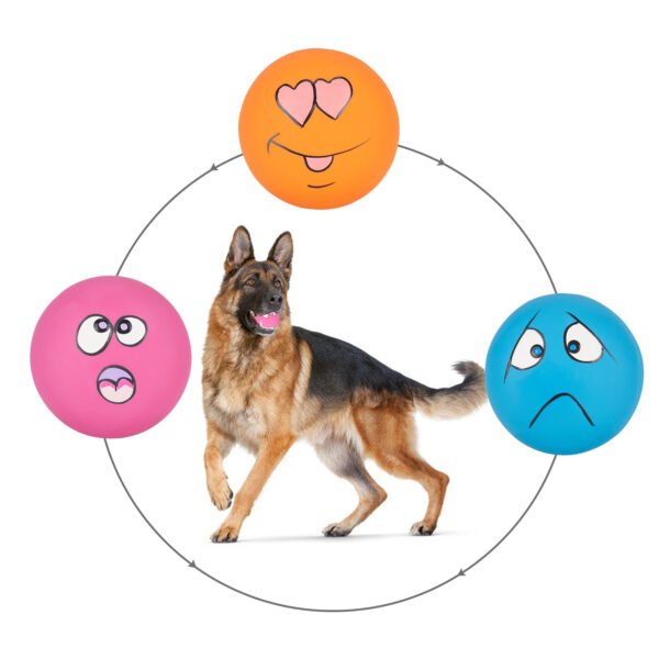 3PCS Emoji Squeaky Balls – Large Latex Toys for Big Dogs
