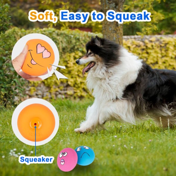 3PCS Emoji Squeaky Balls – Large Latex Toys for Big Dogs - 图片 7