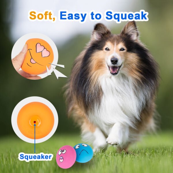 3PCS Emoji Squeaky Balls – Large Latex Toys for Big Dogs - 图片 8