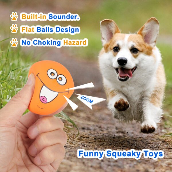 6PCS Smile Face Squeaky Balls – Latex Chew Toys for Puppie - 图片 4