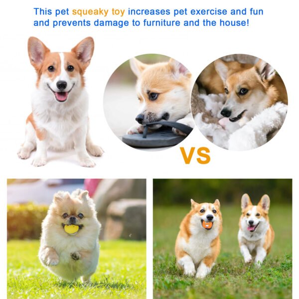 6PCS Smile Face Squeaky Balls – Latex Chew Toys for Puppie - 图片 7