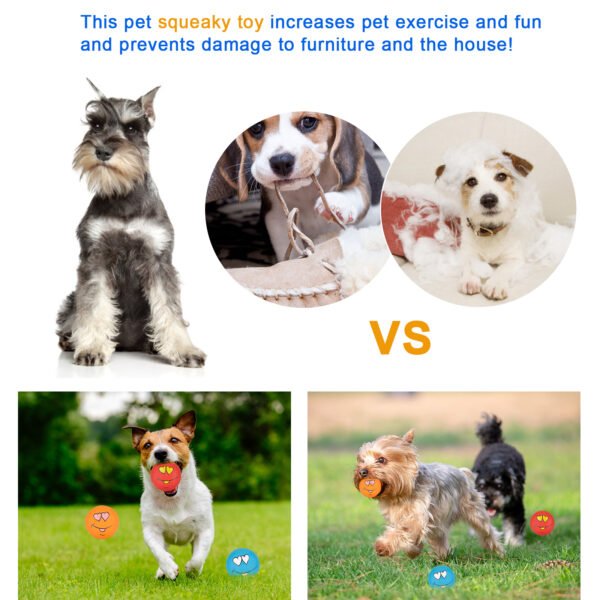 3PCS Smile Face Squeaky Balls – Latex Toys for Small Dogs & Puppies - 图片 2