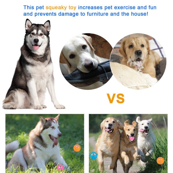 3PCS Emoji Squeaky Balls – Large Latex Toys for Big Dogs - 图片 3